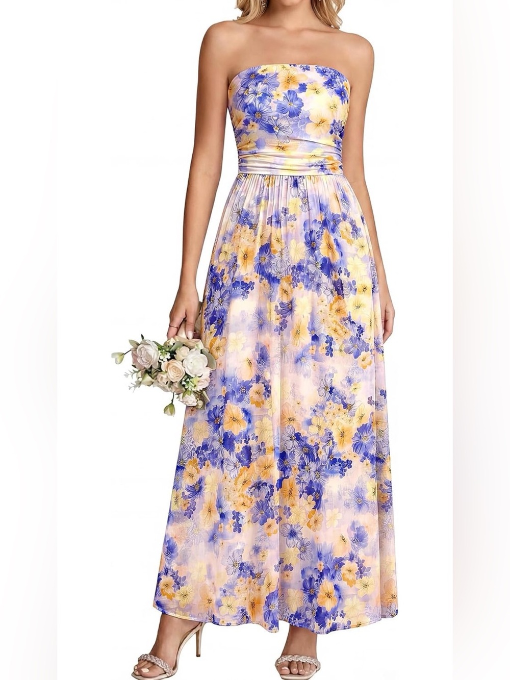 Floral Formal Maxi Dress - Elegant Sleeveless Garden Party Wedding Guest Gown